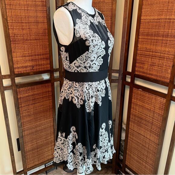 Karen Millen Black Gray Silk Cocktail Dress Lined Sleeveless Size 8 - Picture 5 of 12